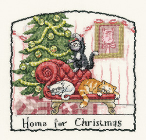 Cross stitch cats at Christmas by Peter Underhill