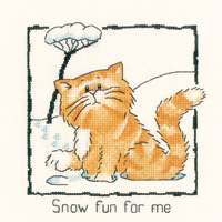 Cross stitch cat in the snow