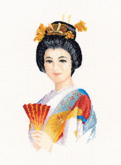 Suko, an Elegant Geisha in counted cross stitch by John Clayton