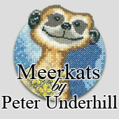 Cross stitch meerkats by Peter Underhill