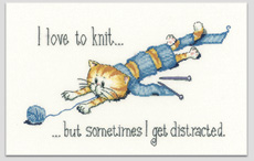 Distracted - A cross stitch cat by Peter Underhill