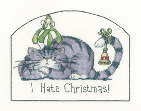 I Hate Christmas cross stitch cat