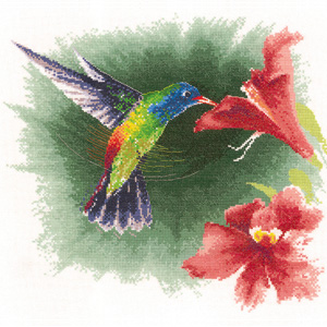 Cross stitch Hummingbird in flight