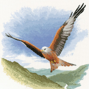 Cross stitch Red Kite in flight
