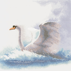 Cross stitch Swan in flight