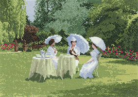 Cross stitch ladies who lunch by John Clayton