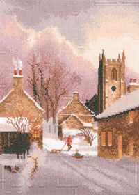 Snowy Village cross stitch by John Clayton