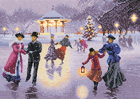 Cross stitch Christmas Skaters by John Clayton