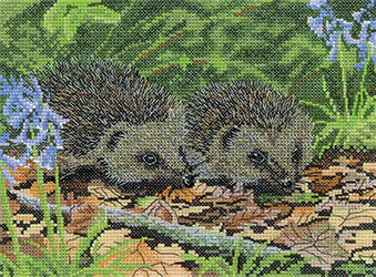 Cross stitch blue hedgehogs
