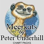 Meerkats in cross stitch by Peter Underhill