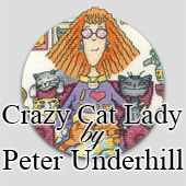 Crazy Cat Lady cross stitch designs by Peter Underhill