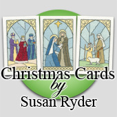 Cross stitch Stained Glass Christmas cards